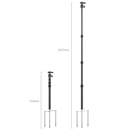 SmallRig 6397 - monopod z trzema kołkami i panoramiczną głowicą kulową - wymiary